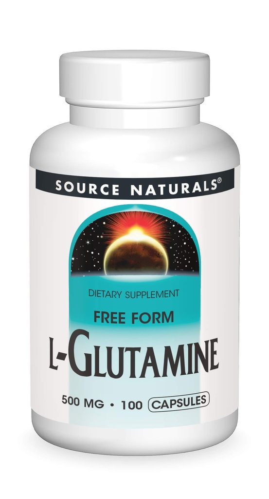 Source Naturals L-Glutamine - Acid Amino de forme libre qui soutient l'énergie métabolique - 100 capsules