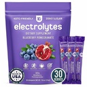 Keppi Electrolytes Powder Packets – Blueberry grenade 30 portions – Pas de supplément d'hydratation de sucre avec du potassium, du magnésium, du sodium – Keto, végétalien, à jeun-friendly, Zero Calorie Packs d'hydratation