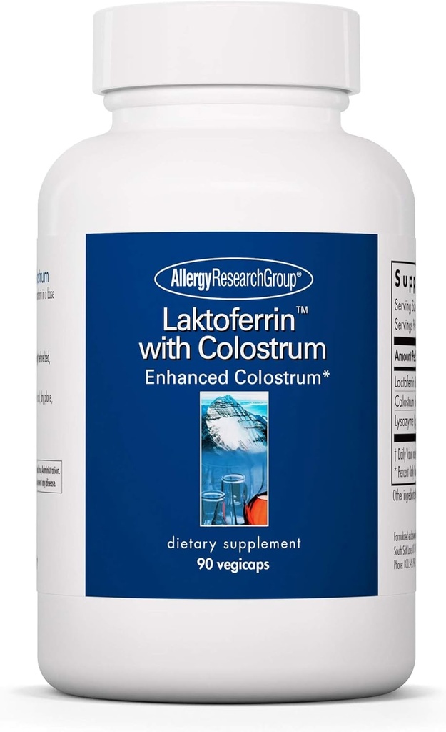 Allergy Research Group Laktoferrin mit Colostrum Supplement - Lactoferrin, Bovine Colostrum, Immunoglobulin, Lysozyme, IgG, IGA, IgM, Gemüsekapseln - 90 Count