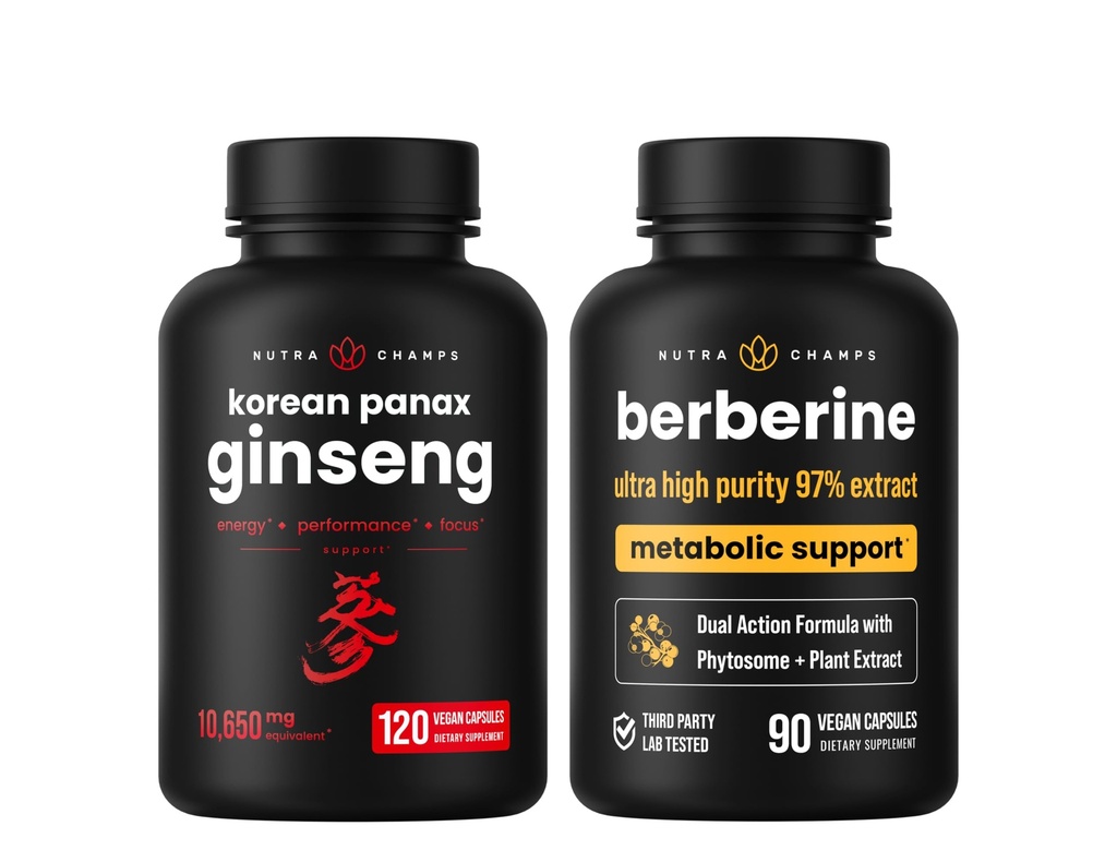 NutraChamps Énergie & Support métabolique: Ginseng & Berberine Duo