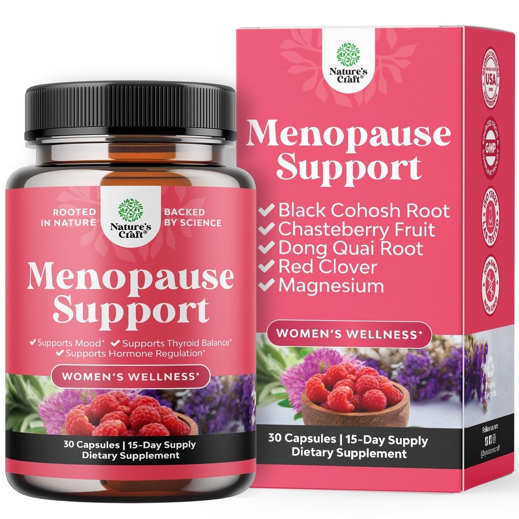Supplément complet à la ménopause à base de plantes pour les femmes - Multibénéfices Menopause Ease Hormone Balance pour les femmes pour les sueurs nocturnes Mood et plus avec Dong Quai Vitex Chaste Berry et Black Cohosh - Trial Pack