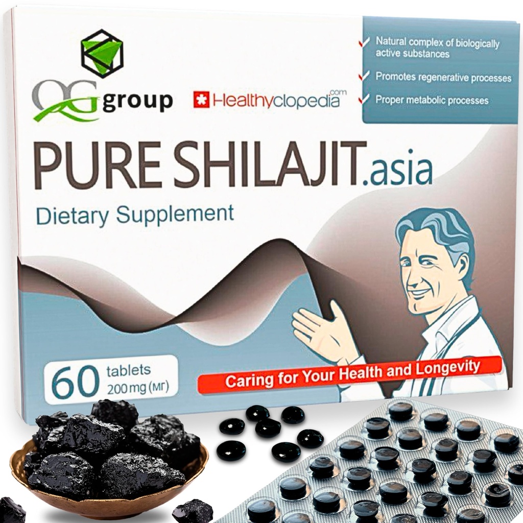 Comprimés de chilajit purs naturels Analogue Résine brute Mumiyo gouttes sèches 60 Comprimés - 200mg Supplément 100% himalayen avec 85+ Trace Minerals pour l'énergie et le métabolisme, Immune Support - Idéal pour les hommes et les femmes