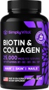 Biotin und Kollagen Ergänzungen mit Keratin 25000 mcg - Haarhaut & Nails Vitamine mit Collagen Keratin B Complex - Made in USA - Biotin for Hair Growth Women & Men Support Skin & Nails, 60 Kapseln