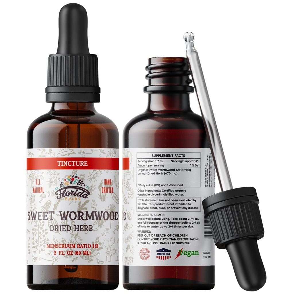Teinture organique de wormwood doux - Nettoyant naturel intestinal et supplément de nettoyage digestif - Extrait d'herbe de wormwood pour détox - Fabriqué aux États-Unis - 2 Fl Oz (Wormwood doux - 2 Fl Oz)