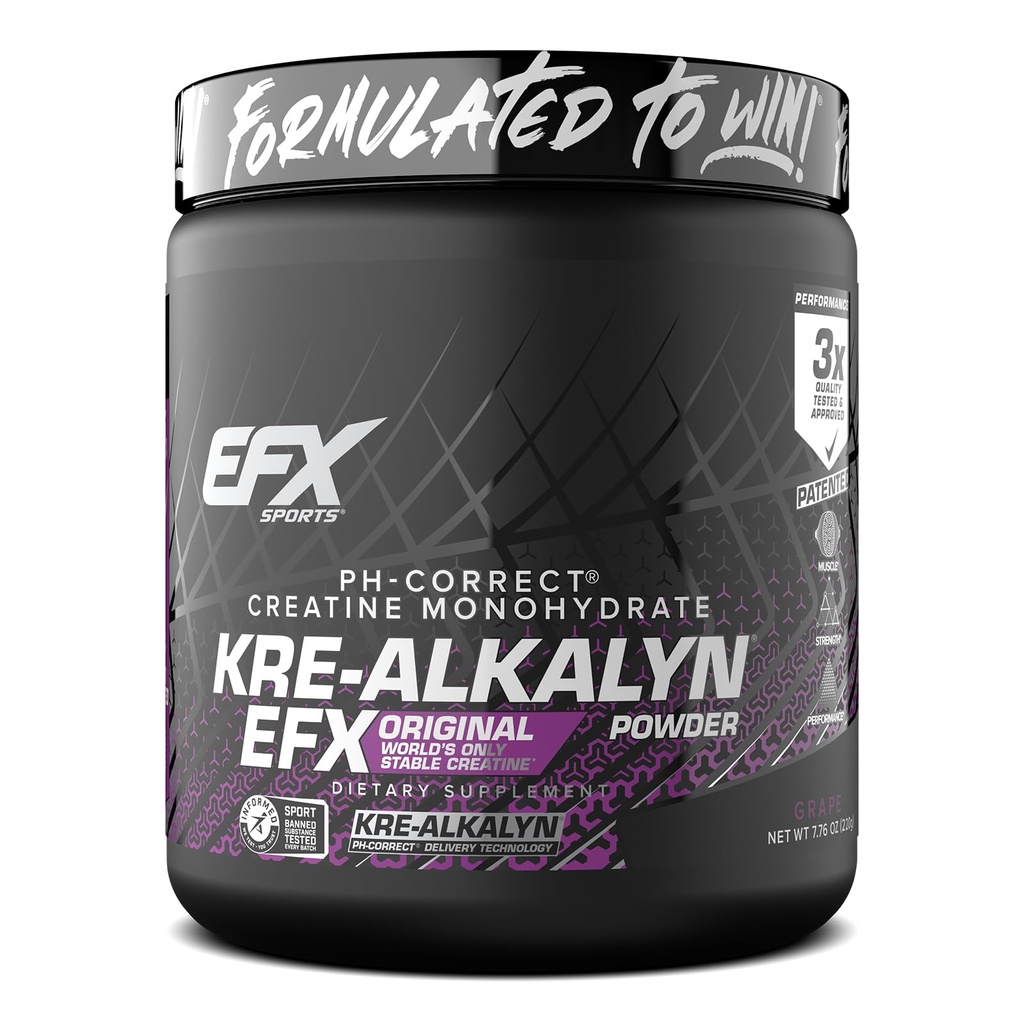 EFX Sports Kre-Alkalyn EFX Pulver | pH-gerecht Kreatin Monohydrat-Pulver-Ergänzung | Stärke, Muskelwachstum & Leistung | 110 Portionen (Schleife)