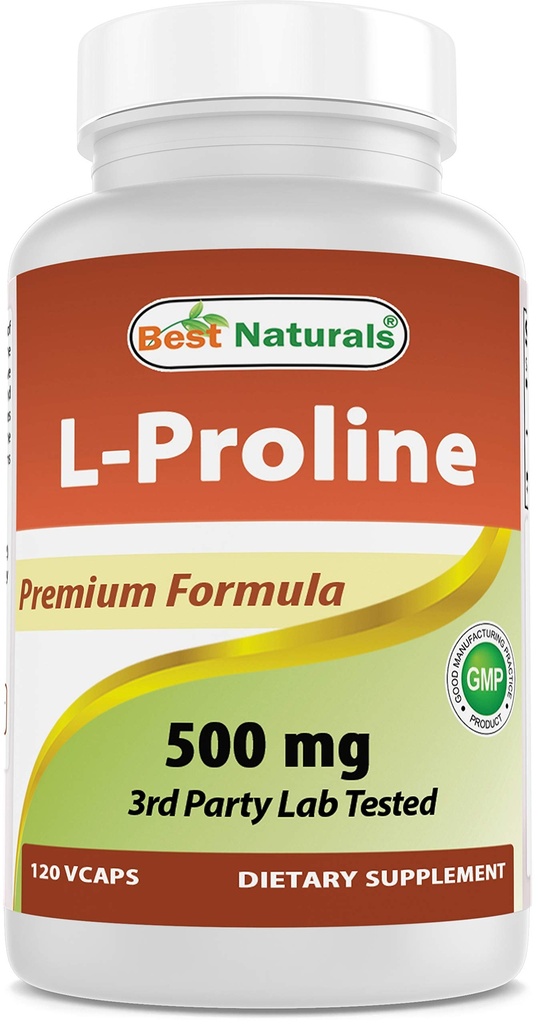 Best Naturals L-Prolin Aminosäure Nahrungsergänzungsmittel 500 Mg, 120 Count (817716014456)