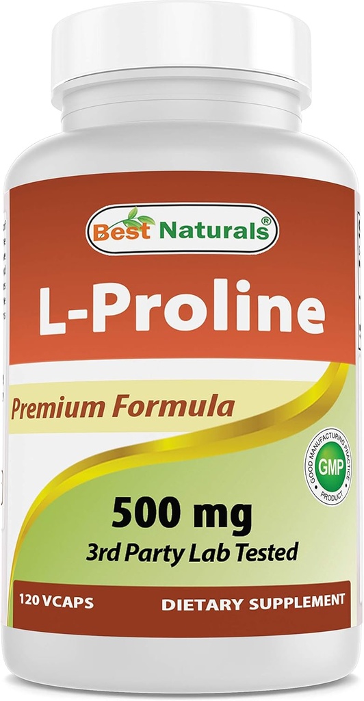 Best Naturals L-proline Amino Acid Dietary Supplement 500 Mg, 120 Count (817716014456)