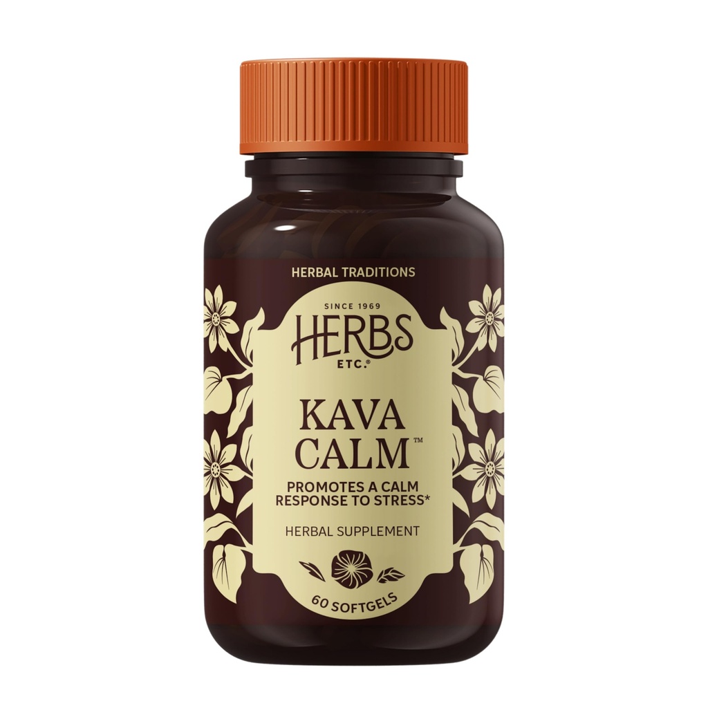 Herbs Etc. Kava Calm Complex - Kräuter-Ergänzung zur Unterstützung natürlicher Entspannung - Unterstützt erholsamen Schlaf - Nerve beruhigende Ergänzung - 60 Softgels (60 Servietten)
