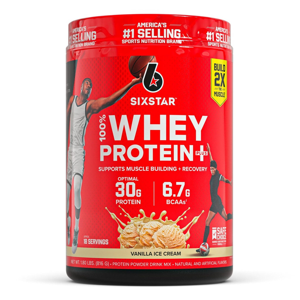 Six Star Whey Protein Powder Plus - Muscle Building & Recovery Formel mit Whey Isolate Powder, BCAAs, 30g Protein, Immununterstützung - Post-Workout Supplement - Vanilla Cream, 1,8 lbs