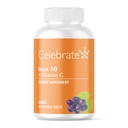Celebrate Vitamine Eisenergänzung mit Vitamin C - 30mg Eisen, 60mg Vitamin C, Bariatric Vitamine für WLS-Patienten, Vertical Sleeve & Gastric Bypass Chirurgie – Trauben, 90 Kautabletten