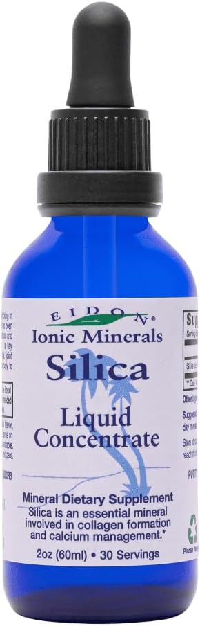 Eidon Liquid Silica Mineral Konzentrat - Silica Ergänzung Tropfen für Haare, Haut und Nägel, unterstützt Collagen Produktion, hilft, Kalzium zu verwalten, kein hinzugefügter Zucker - 2 oz