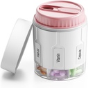 Daviky Pill Organisateur de bouteille, organisateur de supplément avec 7 grands compartiments, distributeur de pilules de voyage boîte à pilules ronde avec deux lids(Pink