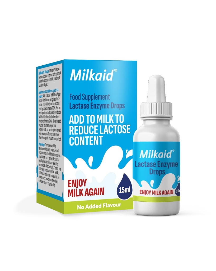 Milkaid Lactase Enzym Tropfen für Lactose Intolerance | Verhindert Gas, Bloating & Durchfall | Fast Acting Dairy Digestive Supplement | Glutenfrei & Vegetarisch | Keine künstliche Geschmack | 0.5 Fl Oz (1)
