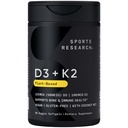Sportforschung Vegan Vitamin D3 + K2 Beilage mit Bio Kokosöl - 5000iu Vitamin D mit 100mcg Mk7 Vitamin K - Unterstützt Kalzium für stärkere Knochen & Immungesundheit - 30 Softgel für Erwachsene