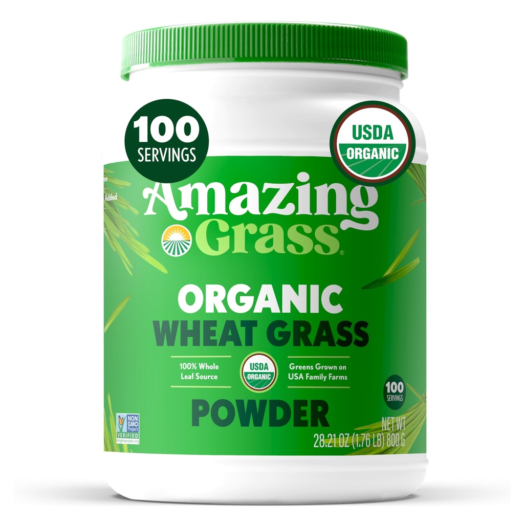 Erstaunliches Gras Weizengraspulver: 100 % Vollblättriges Weizengraspulver für Energie, Detox & Immunitätsunterstützung, Chlorophyll Bereitstellung von Grüns, 100 Portionen