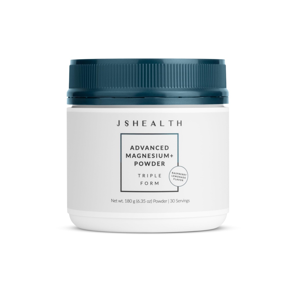 JSHealth Vitamines Magnésium+ avancé Poudre avec Glycinat de magnésium et Citrate - 3 formes biodisponibles, 400 mg/Serveur