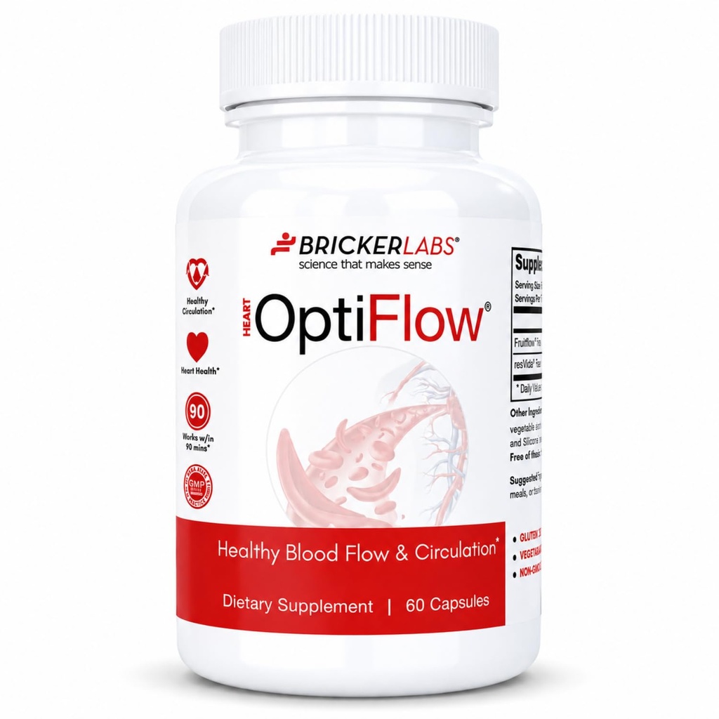 Bricker Labs OptiFlow Blutzirkulation Vitamine, Natürlich unterstützt gesunden Blutfluss, Enthält FruitFlow und resVida Trans resveratrol. Blut Optimizer Ergänzung 60 Kapseln