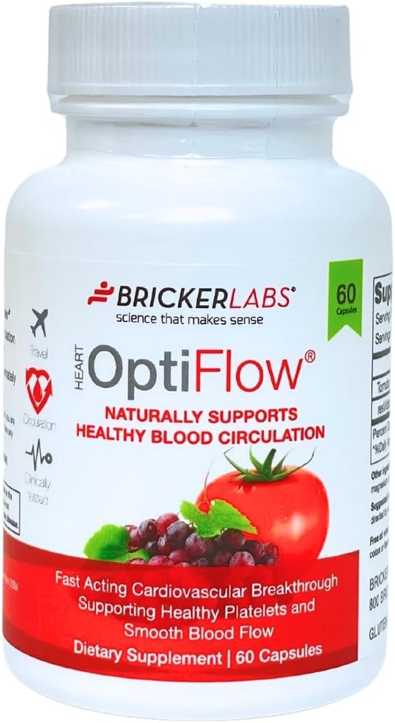 Bricker Labs OptiFlow Blutzirkulation Vitamine, Natürlich unterstützt gesunden Blutfluss, Enthält FruitFlow und resVida Trans resveratrol. Blut Optimizer Ergänzung 60 Kapseln