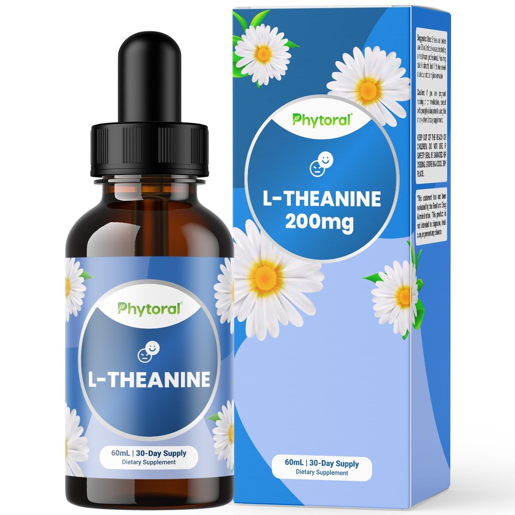 Potent Phytoral L-Theanine gouttes liquides - haute absorption L-Theanine pour les enfants et les adultes Calme et assistance de détente - gouttes de qualité supérieure idéales pour les enfants et les adultes Liquide 30 portions