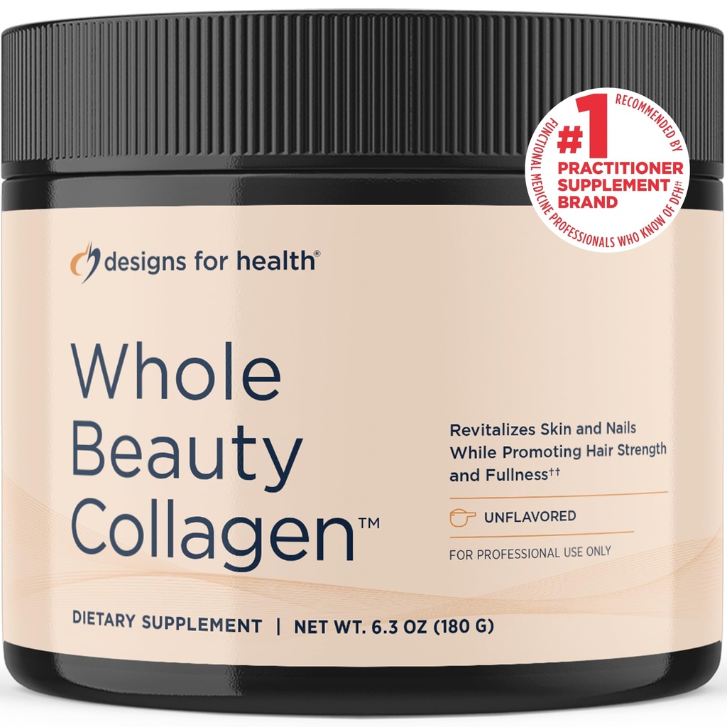 Designs for Health Colagène de beauté entière - Collagène Peptides, Silica & Biotin Poudre pour soutenir la peau et les ongles des cheveux - Soutien de la force et de la plénitude des cheveux (30 portions)