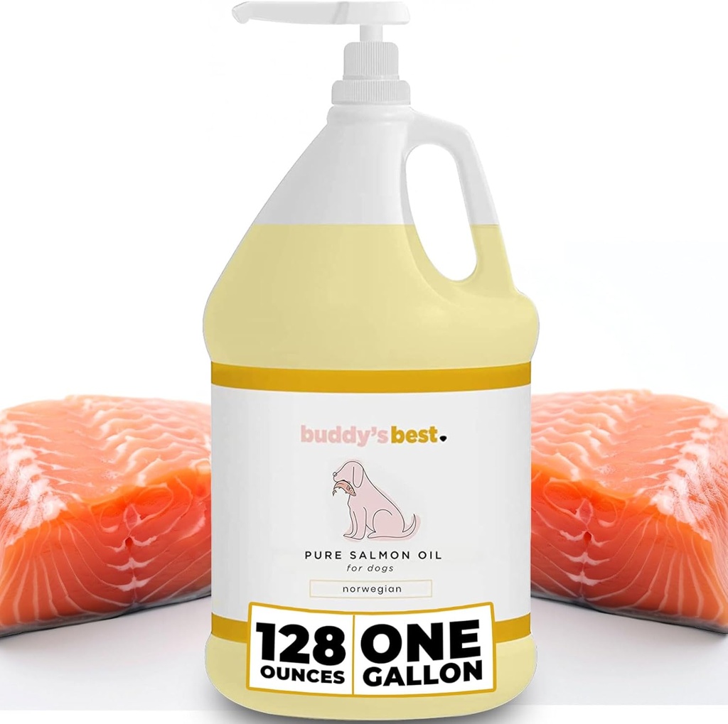 Lachsöl für Hunde von Buddy’s Best – 1 Gallon (128oz) | 100% Norwegisches Fischöl | Human-Grade & Odorless | Omega 3 Supplement für Mantel & Gelenke