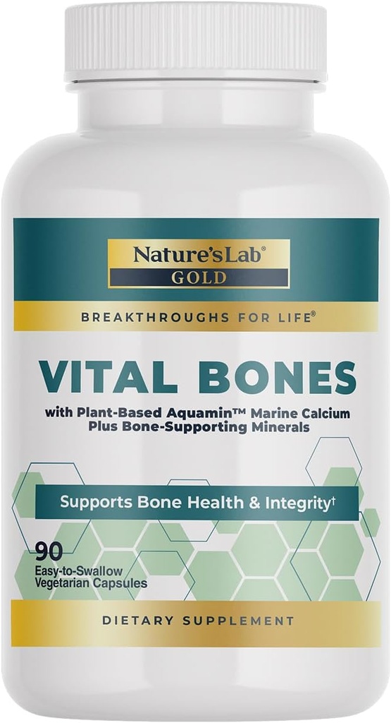 Nature's Lab Gold Vitalbones mit AquaminTM Pflanzenbasiertem Calcium - 90 Vegetarische Kapseln
