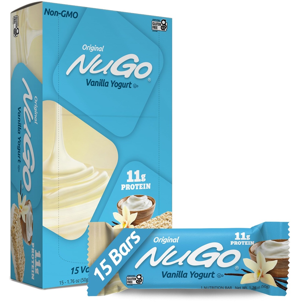 NuGo Protein Bar, Vanilla Yogurt, 11g Protein, 170 Kalorien, Glutenfrei, 1.76 Ounce je, 15 Count (Pack von 1)