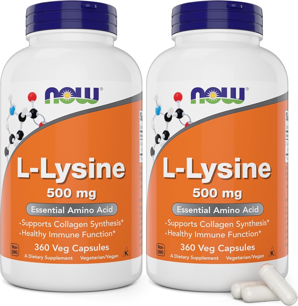 Jetzt L-Lysine 500 mg, 360 Vegetarische Kapseln (Pack von 2)