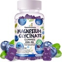 Magnesium Glycinate Gummies 2500mg - Zuckerfreie Magnesium Kalium-Ergänzung mit Vitamin D, B6, CoQ10 für ruhige Stimmung & Schlaf-Unterstützung - 90 Blueberry Gummies