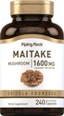 Extrait de Champignon de Piping Rock Maitake 1600 mg 240 capsules Supplément à base de plantes non-OGM, sans gluten