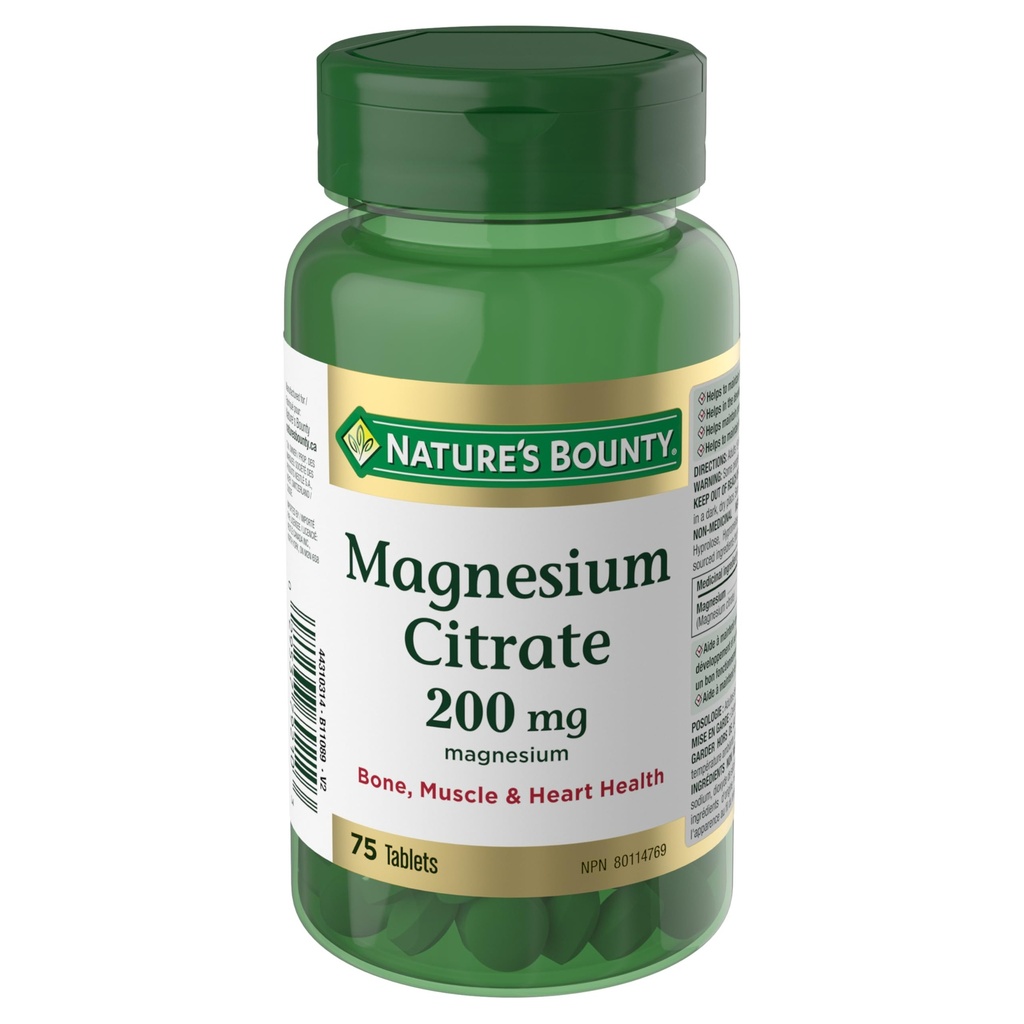 Citrate de magnésium de la nature 200 mg, 75 comprimés