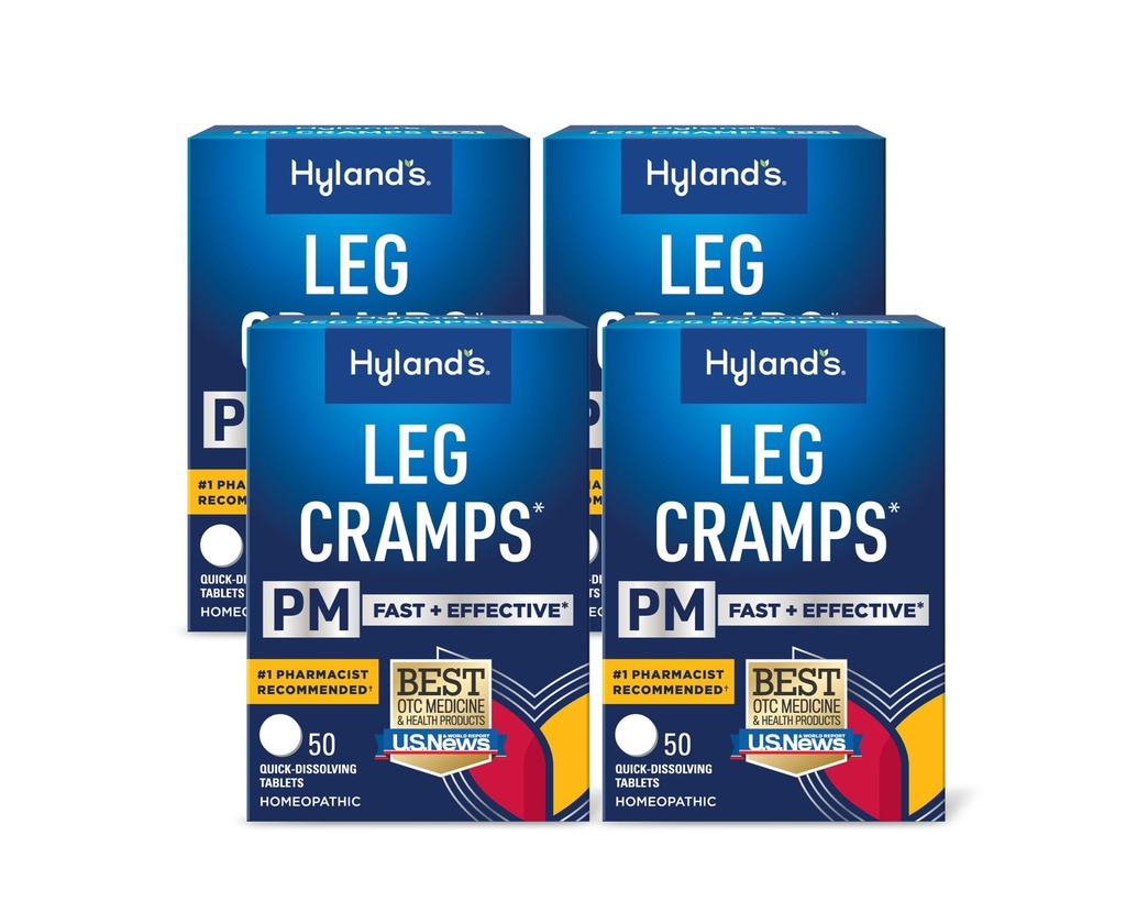 Hyland's Leg Cramps PM, Relief of Nighttime Leg, Calf und Fußkramps, 50 Schnellauflösende Tablets 4-Pack (200 Gesamt)