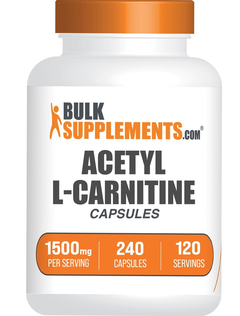 BulkSupplements.com Acetyl L-Carnitin Kapseln - ALCAR HCl, Carnitin-Ergänzung - ALCAR Kapseln, Acetyl L-Carnitin 1500mg - Glutenfrei, 2 Kapseln pro Servierung, 240 Kapseln
