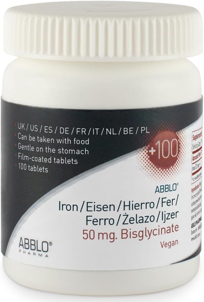 50mg. Eisen BISGLYCINATE (100 Units) ABBLO ist auf dem Stomach und kann mit Essen genommen werden.