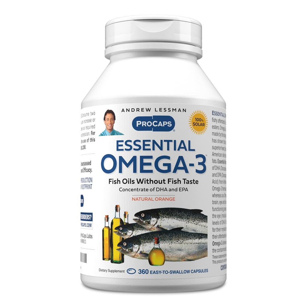 ANDREW LESSMAN Essential Omega-3 Orange - 360 Softgels - Ultra-Pure, High Potency Omega-3 Öle. Hohe DHA, keine Stomach Upset, keine Verunreinigungen, keine Merkur. Kleine leicht zu schlucken Softgels