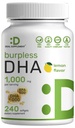 DHA Ergänzungen | 240 Softgels, Burpless, Lemon Flavor, DHA 1000mg + EPA 500mg, Wild Caught Fish, Rich in Omega-3s, Mercury Free, Non-GMO, Unterstützung Brain Heart & Joint Health