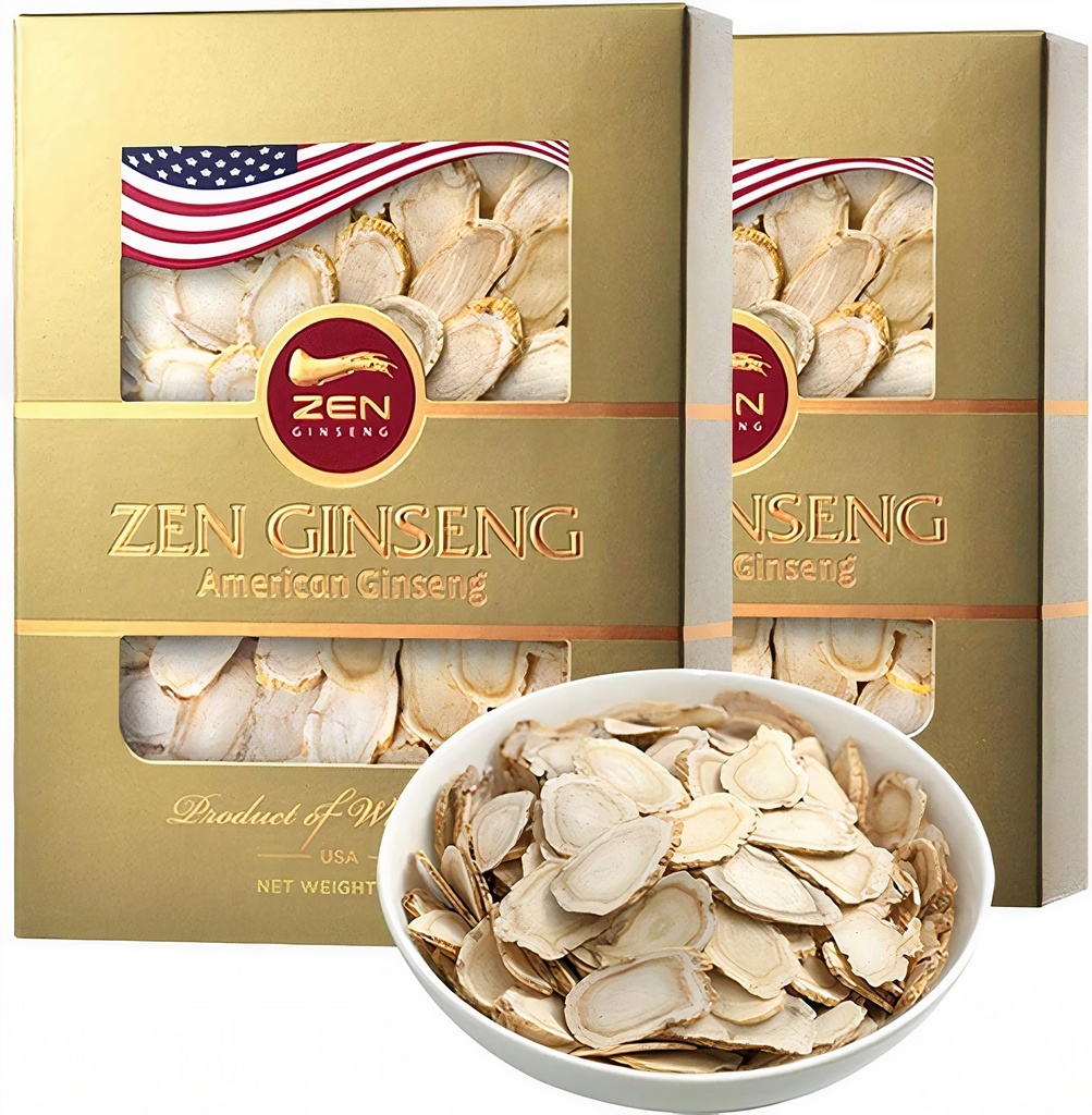2 boîtes de tranches de ginseng du Wisconsin américain - Amélioration de l'énergie, de la performance et de la santé mentale pour les hommes et les femmes. Total 8 Oz.