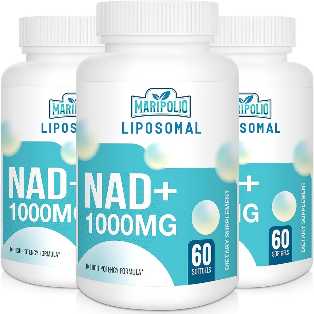 Liposomal NAD+ Ergänzung 1000 mg | Höchste NAD Pontecy | Max Absorption | Reine NAD Ergänzung | Energie und DNA Reparatur, Alterung Verteidigung, Gehirn Funktion | 180 Softgels