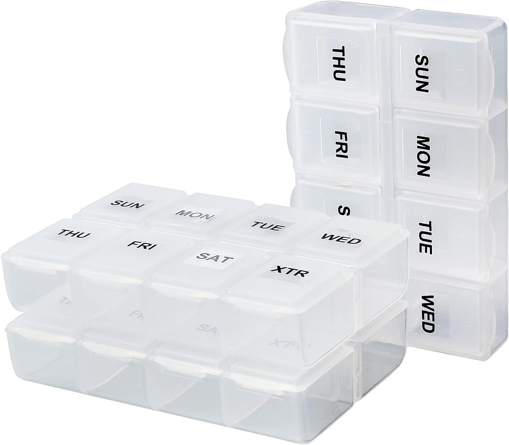 Serfeymi Weekly Pill Organizer 3 Pack Medicine Organizer Travel Pill Box 7 Day Pill Case for Purse Pill Container Pill Holder Daily Pill Boxes Organisateur de médicaments, vitamine, supplément