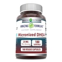Erstaunliche Formeln Micronized DHEA 25mg 180 Veggie Kapseln Ergänzung | Non-GMO | Gluten Free | Made in USA | Ideal für Vegetarier | Dehydroepiandrosterone Kapseln für Männer und Frauen (1 Packung)