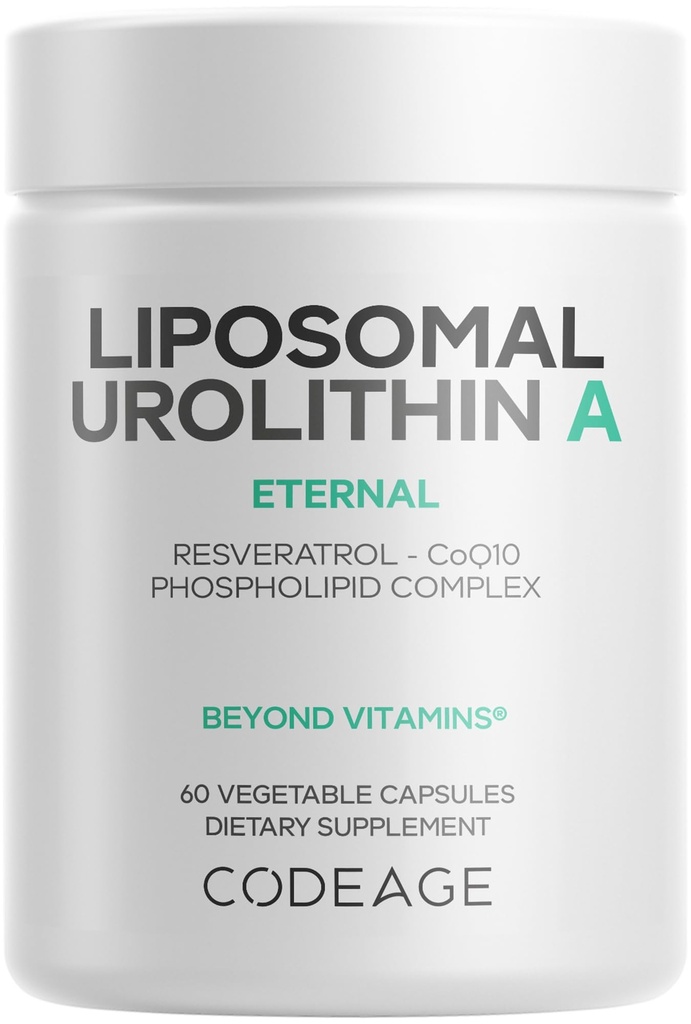 Codeage Liposomal Urolithin A 500mg, Resveratrol, CoQ10, 60 Capsules