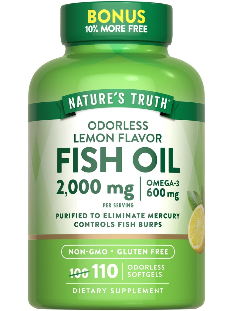 La vérité de la nature Huile de poisson 2000mg. 110 Softgels Omega-3.
