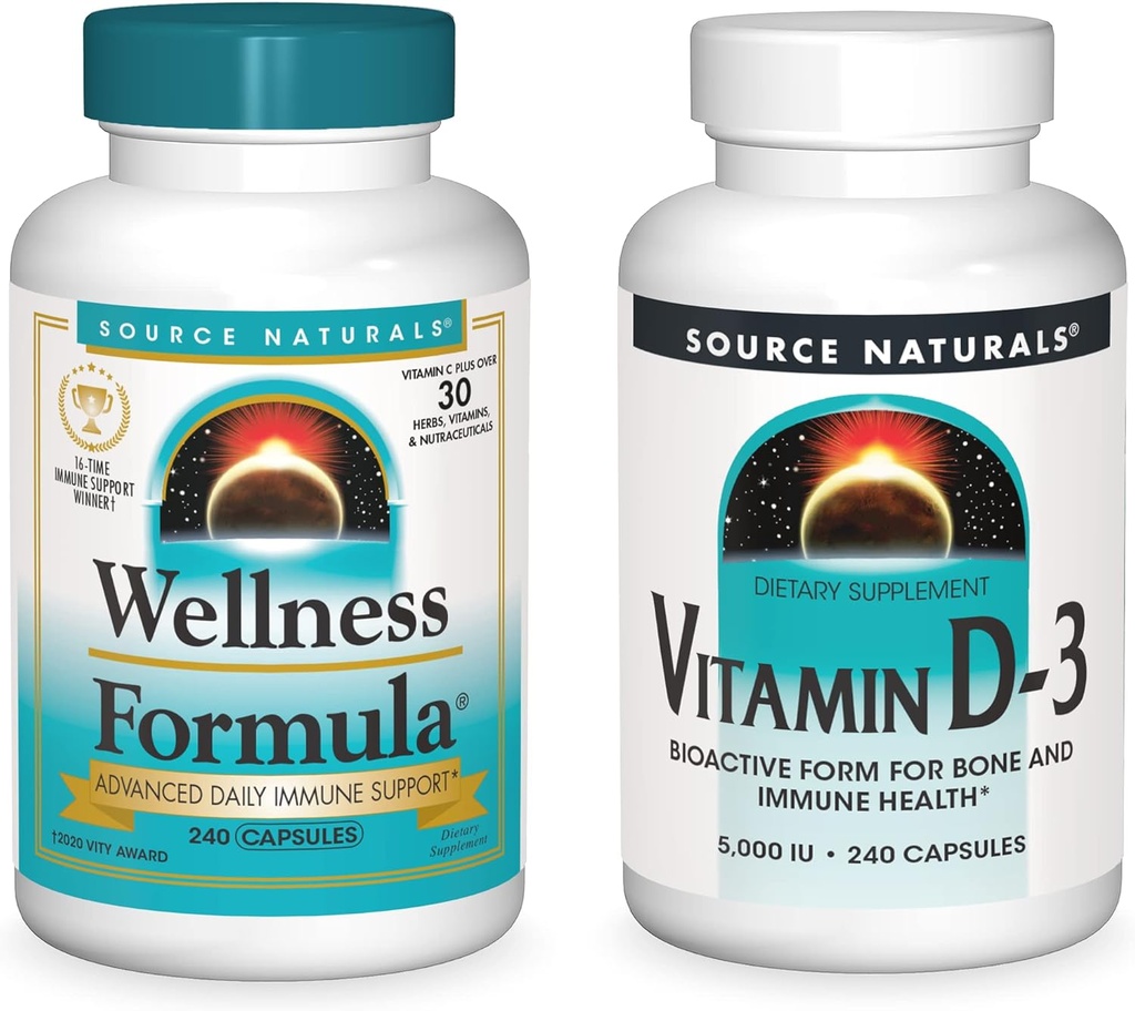 Quelle Naturals Wellness Formel und 5000 iu Vitamin D-3, 240 Kapseln in jeder Flasche