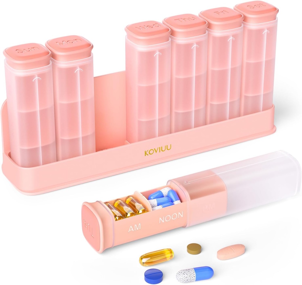 Wöchentliche Pille Organizer 3X pro Tag, Detachable Pille Box 7 Tag, Große 3 mal tägliche Pille Fall, Reise Pille Containerhalter, Woche Medikamente Spender Pille für Vitamin Supplement Medizin, Rosa