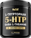 5 HTP 200mg GABA 500mg L-Theanine 200mg L-Tryptophan 100mg Supplement - Unterstützung Gehirn, Zirkulation Gesundheit, Konzentration & Rest Well - 60 Kapseln für 1 Monat - 4in1 Premium Blend