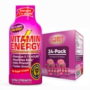 Vitamin Energy B12 11.000% Extra Strength Energy Shot Pink Berry 24 Pack, 260mg Natural Caffeine, B12 & B6, Nootropic Focus, Vitality, Zero Sugar, Gluten-Free, Vegan, Kosher, 1.93 fl oz