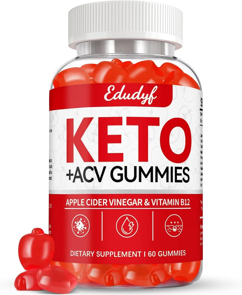 Keto ACV Gummies - 60 Count Gluten-Free, Gelatin-Free Apple Cider Vinegar Gummies with B12 for Keto Support, Vegetarian, Unique Flavor, Convenient Bottled Supplement for Men & Women