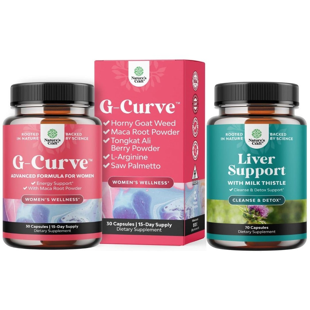 Bundle of G Curve Horny Goat Weed für Frauen - Enhanced Energy Mood Performance und Kräuter Leber Unterstützung Milchdistel Supplement mit Dandelion Root, Choline, Beetroot & Artichoke Extract