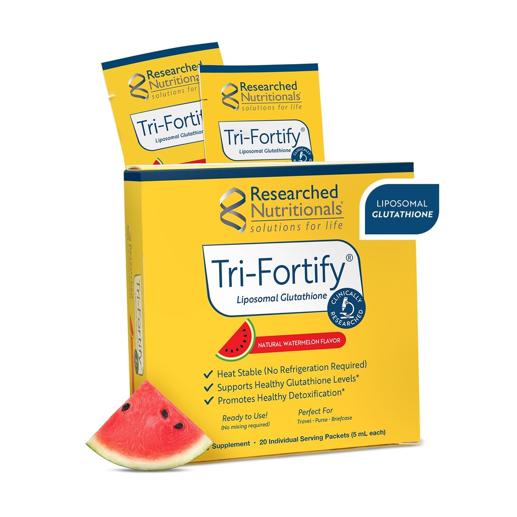 Geforschte Ernährung Liposomale Glutathione (450mg) Flüssiges Gel + Vitamin C - Tri-Fortify - Aid Natural Energy, Immununterstützung & Detox - Klinisch für Absorption, Wassermelone (20 Packungen)