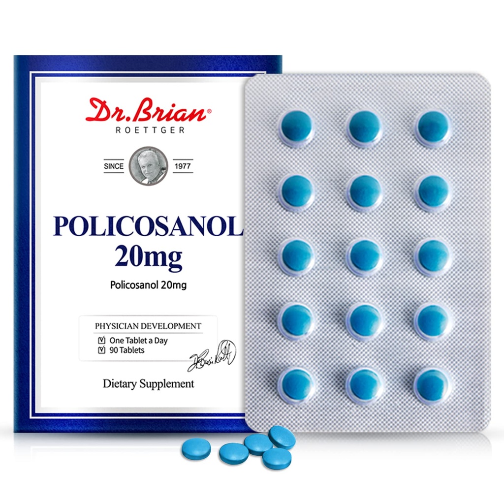 Dr Brian Policosanol 20 mg 90 comprimés de policosanol pour le soutien de la santé cardiovasculaire.
